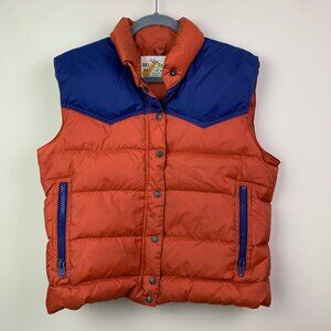Vintage Ski Daddle Orange Blue Duck Down Waterfowl Feather Insulated Puffer Vest